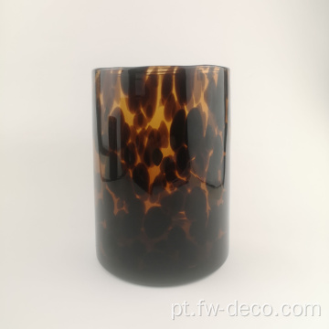 Vaso de vidro leopardo feito à mão/porta -velas